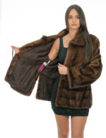 Pelliccia braschi sottocosto demi giacca 42 collo pistagna spacchi laterali intera e orizzontale coulisse vita