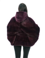 Nerz Pelz Cape 48-56 rote Traube mit innenliegendem Fellgürtel und mit Nerz gefütterter Kapuze – Bild 6