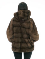 48-56 loose fit demi buff mink jacket with full skin and horizontal sleeves fur hood - Image 5