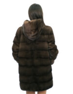 Mantel 82cm Demi Buff 48 Nerzpelz langärmelige Kapuze gefüttert Nerzfelle Kordelzug – Bild 5