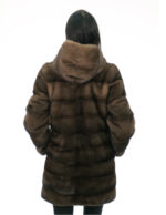 Cappottino 82 centimetri demi buff 42 visone pelliccia manica lunga cappuccio foderato pelli visone coulisse