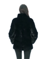 Pistagna Pelzmantel Nerz 70cm 46 glänzend schwarz langärmelige Außentaschen und Innentasche – Bild 5