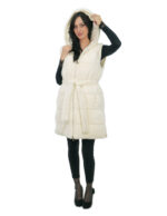 Cream white reversible vest 46 mink and wool fur zip closure side slits with zip wool - Image 4