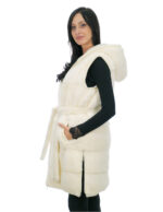 Cream white reversible vest 46 mink and wool fur zip closure side slits with zip wool - Image 2
