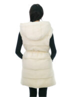 Cream white reversible vest 46 mink and wool fur zip closure side slits with zip wool - Image 5