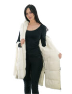 Cream white reversible vest 46 mink and wool fur zip closure side slits with zip wool - Image 6