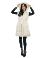 Cream white reversible vest 46 mink and wool fur zip closure side slits with zip wool - Image 10