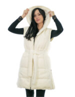Cream white reversible vest 46 mink and wool fur zip closure side slits with zip wool - Image 7