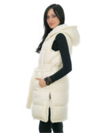 Cream white reversible vest 46 mink and wool fur zip closure side slits with zip wool - Image 8