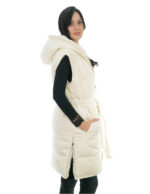 Cream white reversible vest 46 mink and wool fur zip closure side slits with zip wool - Image 9