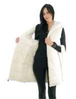 Cream white reversible vest 46 mink and wool fur zip closure side slits with zip wool - Image 12