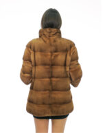 Mink fur pistagna coat 70cm 50 gold gold long sleeve external pockets and internal pocket - Image 5