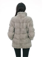 Pistagna Mantel Nerzfell 70cm 50 grau Saphir lange Ärmel Außentaschen und Innentasche – Bild 5