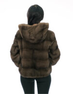 Giacca pelliccia visone manica campana 46 demi buff corta 56 centimetri cappuccio manica tre quarti