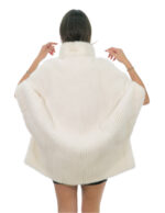 Mantella a fasce sottilissime bianca visone 48-56 pelliccia collo pistagna manica tre quarti collo e polsi pelle intera - Image 5