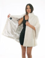 Mantella a fasce sottilissime bianca visone 48-56 pelliccia collo pistagna manica tre quarti collo e polsi pelle intera - Image 6