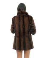 Brown fur gradient with black stripes 44 mink brown demi full leather long sleeve Italian collar with button - Image 5
