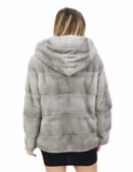 Pelz 60 cm horizontaler Nerz Saphir 50 Kordelzug Innenärmel langer Kapuzenhaken Verschluss – Bild 5