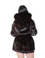 Mink fur coat 42 vertical 78cm long hood outer belt fur coat - Image 5