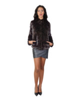 Short mink fur jacket, worked horizontally, size 42, height 58, with a piping collar - Image 4