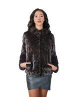 Short mink fur jacket, worked horizontally, size 42, height 58, with a piping collar