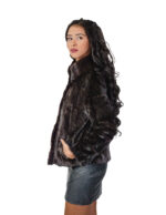 Short mink fur jacket, worked horizontally, size 42, height 58, with a piping collar - Image 2