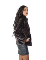 Short mink fur jacket, worked horizontally, size 42, height 58, with a piping collar - Image 3