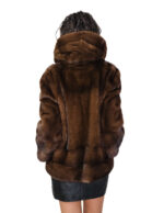 Cappotto saga furs pelliccia visone demi 50 orizzontale fondo e polsi e pelle intera cappuccio — изображение 5