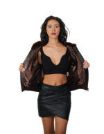 Horizontal mink fur bomber jacket 42 demi buff long sleeve elastic cuffs and bottom zipper closure - Image 6