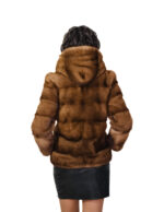 Gold mink fur jacket gold 44 undercost horizontal hood closure hooks long sleeve - Image 5