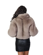 Giacca in pelliccia di volpe light sable grigio 42 pelle intera petto e bavero manica tre quarti chiusura ganci clip - immagine 5