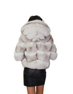 Horizontal fox fur jacket hood 42 white shaded natural closure hooks three-quarter sleeve - Image 5