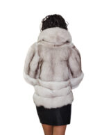 Fox fur bomber jacket 40 white natural horizontal and full fox fur shawl collar three-quarter sleeve clip hook closure - Image 5
