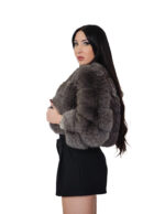 Horizontal fox fur jacket chanel 42 dark gray dark sable three-quarter sleeve bomber hooks - Image 2