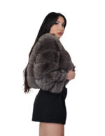Horizontal fox fur jacket chanel 42 dark gray dark sable three-quarter sleeve bomber hooks - Image 3