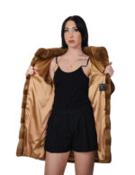 Cappotto in pelliccia di visone orizzontale 42 lungo 82 centimetri manica lunga tasche esterne collo pistagna - immagine 6