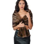 Full-skin brown demi buff mink fur stole with large closure buttonhole 148 centimeters long Kopenaghen Furs