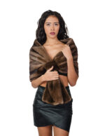 Палантин из цельного меха норки коричневого цвета деми-буфф с большой петлей для застегивания длиной 148 см Kopenaghen Furs