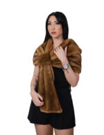 Stola in pelliccia di visone a pelle intera gold oro con asola grande di chiusura lunga 148 centimetri Kopenaghen Furs