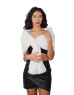 Stola in pelliccia di visone a pelle intera bianco panna con asola grande di chiusura lunga 148 centimetri Kopenaghen Furs