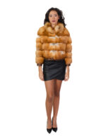 Underpriced fox fur jacket 42 natural orange with long sleeve hook-and-eye closure - Image 4