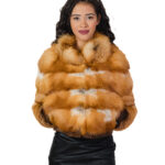 Underpriced fox fur jacket 42 natural orange with long sleeve hook-and-eye closure