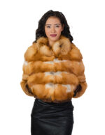 Underpriced fox fur jacket 42 natural orange with long sleeve hook-and-eye closure