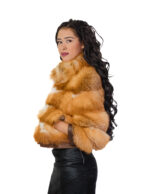 Underpriced fox fur jacket 42 natural orange with long sleeve hook-and-eye closure - Image 3