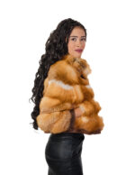 Underpriced fox fur jacket 42 natural orange with long sleeve hook-and-eye closure - Image 2