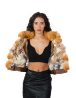 Underpriced fox fur jacket 42 natural orange with long sleeve hook-and-eye closure - Image 6