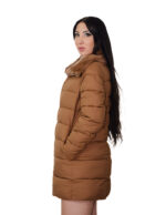 Brown rabbit fur down jacket size 42 padded with zip closure external pockets internal zip pocket 84 cm - Image 2