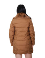 Brown rabbit fur down jacket size 42 padded with zip closure external pockets internal zip pocket 84 cm - Image 5