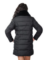 Down jacket with real black rabbit fur 50 padded with zip closure external pockets internal zip pocket 84 cm - Image 5