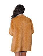 Reversible brown eco sheepskin coat 48 button closure clip on fur side and leather side zip pockets and mug - Image 11